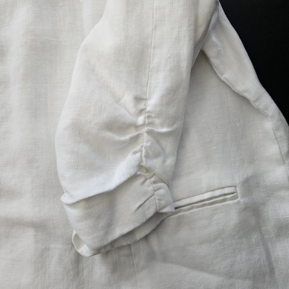 NWT - Linen Michael Kors White Blazer w Shirred Sleeves - Size 20W - Picture 9 of 12